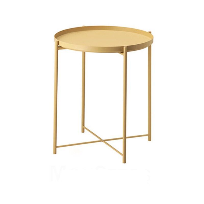 Salon scandinave table ronde de canapé-coffre table de plateau en métal