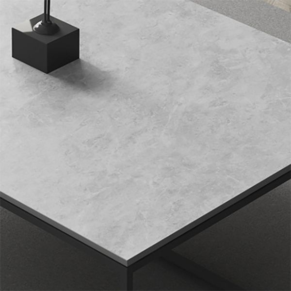 Table basse rectangulaire en bois avec base à tréteaux en acier et table de cocktail
