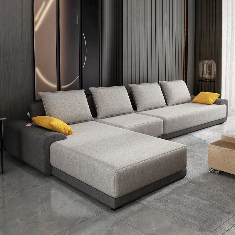 Contemporary Loose Back Removable Cushions Sofa with Reversible Chaise Clearhalo 'furn' 'furn_sectionals' 'Furniture' 'furniture_sectionals' 'kitchen' 'kitchen_sectionals' 'Living Room Furniture' 'Sectionals' 1200x1200_6bd48c2a-af68-4b93-bae9-49245185db1b