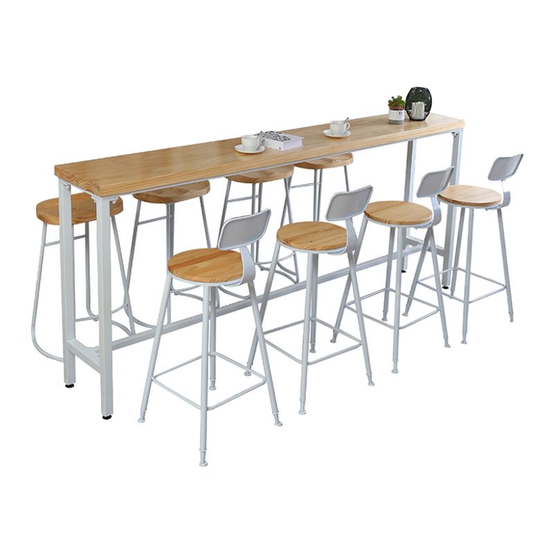 Wood Pub Table Natural Modern Footrest Trestle Pub Height Dining Table (only table) Clearhalo 'Bar Furniture' 'Bar Tables' 'bar_tables' 'Furniture' 'furniture_bar_tables' 'Kitchen & Dining Furniture' 'kitchen&dining_furn' 'kitchen' 1200x1200_6bd6290b-e1f0-4d92-b6f1-a4a8c0b32ff0