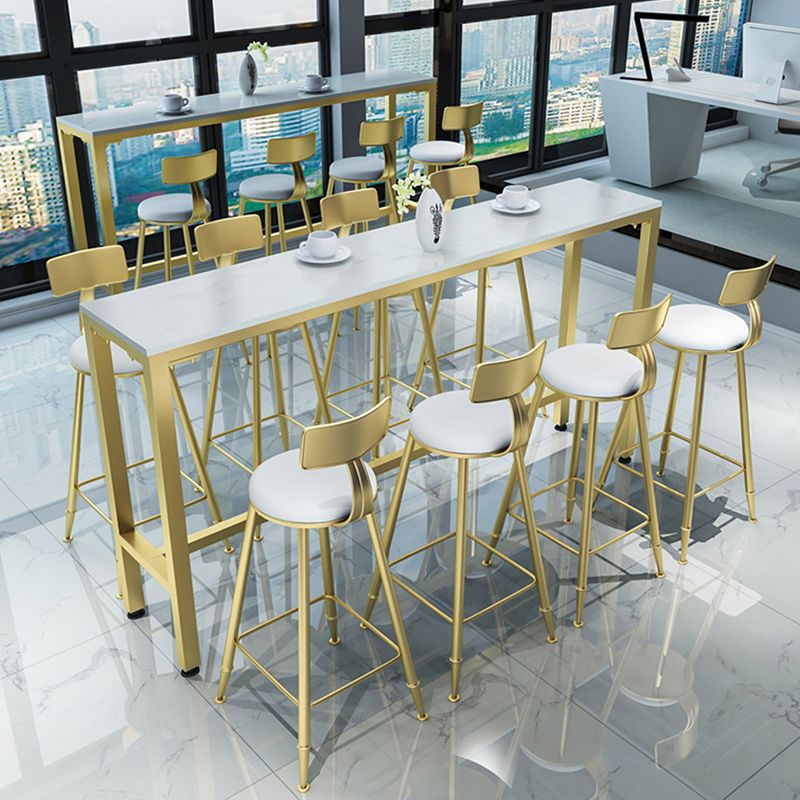 White Faux Marble Table Modern Style Bistro Table for Patio Use