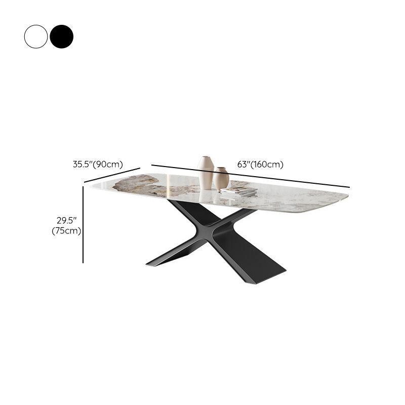 Industrial Style Rectangle Table Sintered Stone Dining Table with Metal Legs for Home Use Clearhalo 'Dining Tables & Seating' 'Dining Tables' 'dining_table' 'furn' 'furn_dining_table' 'Furniture' 'Kitchen & Dining Furniture' 1200x1200_6bd73952-18d3-4259-b2ce-03f0d4104c21