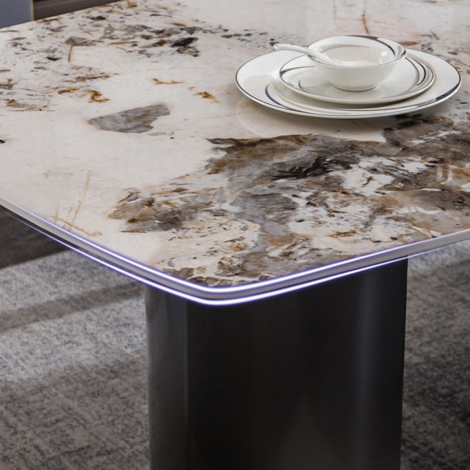 Ensemble de table de salle de bain en pierre beige 1/4/5/7 PCS Glam Style Dining Set