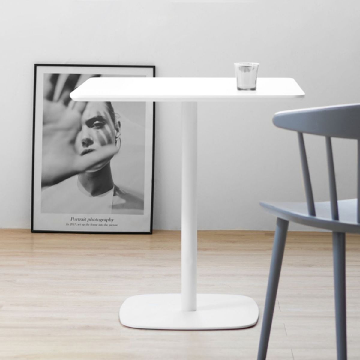 Vierkante eetkamertafel medium dichtheid vezelbord tafel met voetstukbasis