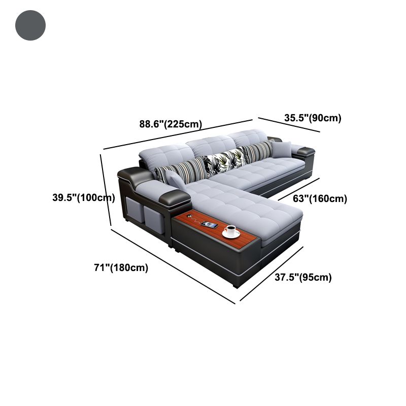 Contemporary Faux Leather and Linen Furniture Sectionals in Grey Clearhalo 'furn' 'furn_sectionals' 'Furniture' 'Living Room Furniture' 'Sectionals' 1200x1200_6bd9bf2d-2aaf-451b-a18a-4246de6fc45e