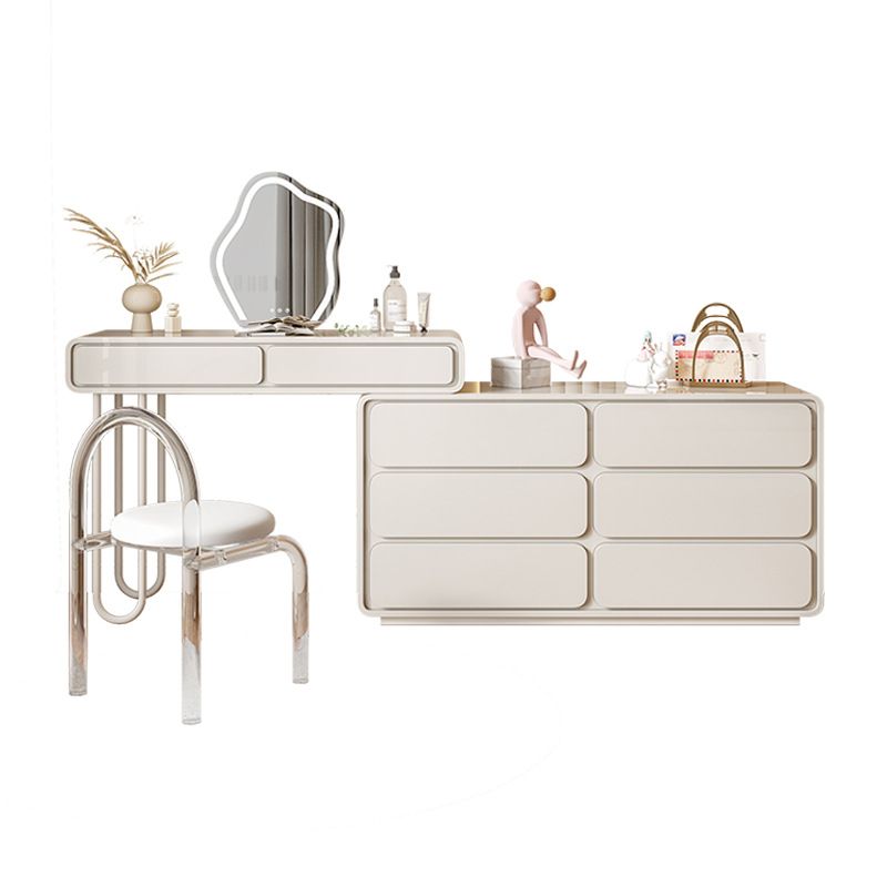 Trucco bianco da 15,74 "tavolo da banco di vanità per trucco vanità largo con 5/8 cassetti