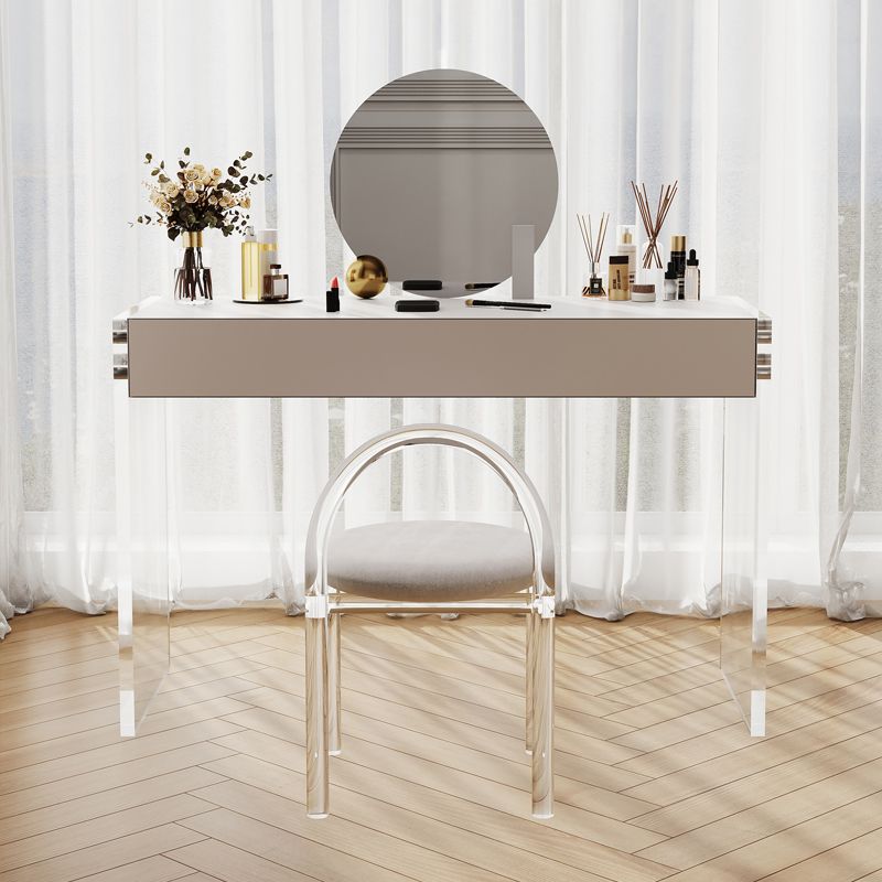Contemporary Wood/Marble Make-up Vanity With Drawer for Bedroom