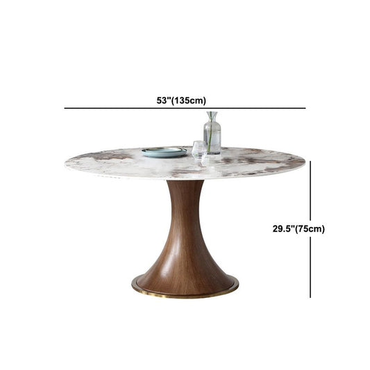 Mesa de comedor de piedra sinterizada redonda muebles modernos con base de pedestal para interiores