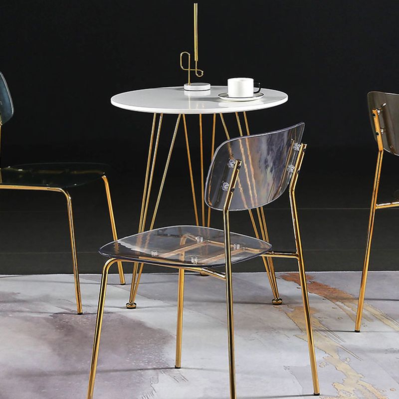 Chaise de salle à manger sans bras industrielle Plastique ouverte de dossier arrière avec base en métal