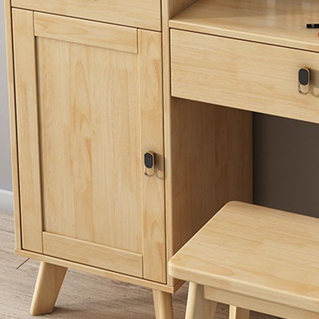 Rubberwood Vanity Set with Stool and Mirror Scandinavian Drawers Dresser Clearhalo 'Bedroom Furniture' 'furn' 'furn_makeup_vanities' 'Furniture' 'Makeup Vanities' 'makeup_vanities' 1200x1200_6bdaf461-0b53-47ee-8b11-4a1e321e6c4e
