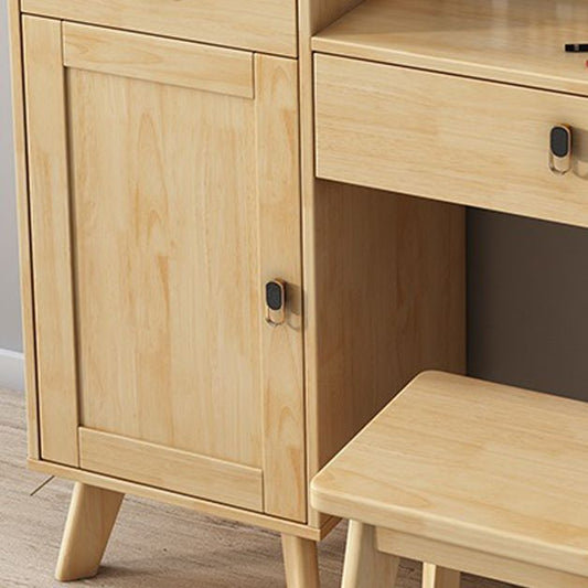 Rubberwood Vanity Set with Stool and Mirror Scandinavian Drawers Dresser Clearhalo 'Bedroom Furniture' 'furn' 'furn_makeup_vanities' 'Furniture' 'Makeup Vanities' 'makeup_vanities' 1200x1200_6bdaf461-0b53-47ee-8b11-4a1e321e6c4e