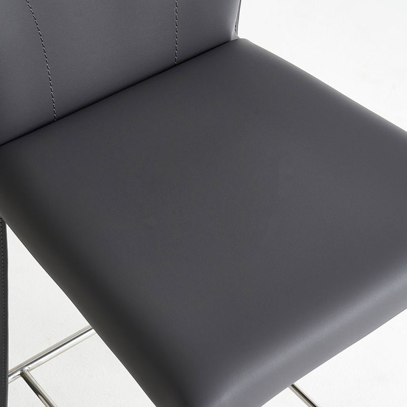 Tabourets de bar modernes sans accoudoirs à dossier bas en similicuir avec base en métal