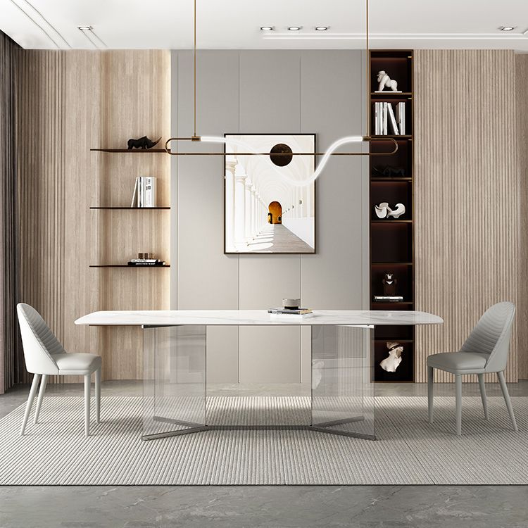 Modern 1/3/4/5/6 Pieces Dining Set Rectangle Sintered Stone Dining Table Set Clearhalo 'Dining Room Sets' 'Dining Tables & Seating' 'dining_room_set' 'furn' 'furn_dining_room_set' 'Furniture' 'furniture_dining_room_set' 'Kitchen & Dining Furniture' 1200x1200_6bdde405-d8a7-41d6-a509-ea157a01956b