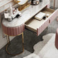 1-Drawer Makeup Vanity Table with Mirror & Stool Luxurious Stone/Leather Dresser Clearhalo 'Bedroom Furniture' 'furn' 'furn_makeup_vanities' 'Furniture' 'Makeup Vanities' 'makeup_vanities' 1200x1200_6be11ea0-9b63-46ac-8550-57d92717c930