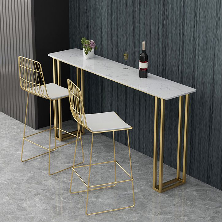 Glam Wood Pub Table with Rectangle Table Top Gold Sled Table - 41.3" H Clearhalo 'Bar Furniture' 'Bar Tables' 'bar_tables' 'furn' 'furn_bar_tables' 'Furniture' 'furniture_bar_tables' 'Kitchen & Dining Furniture' 1200x1200_6be3ab74-36fd-4842-9498-cd2679c169e1