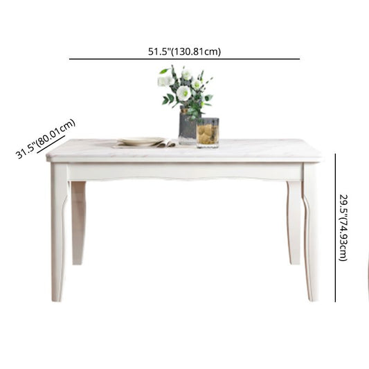 Contemporary Style Marble Dining Set with White Fixed Table and 4 Legs Base Clearhalo 'Dining Room Sets' 'Dining Tables & Seating' 'dining_room_set' 'furn' 'furn_dining_room_set' 'Furniture' 'furniture_dining_room_set' 'Kitchen & Dining Furniture' 'kitchen&dining_furn' 'kitchen' 1200x1200_6be52046-2558-4cfe-aaf8-42380d3e5bdc