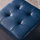 Modern Genuine Leather Ottoman Tufted Detail Square Stool Ottoman