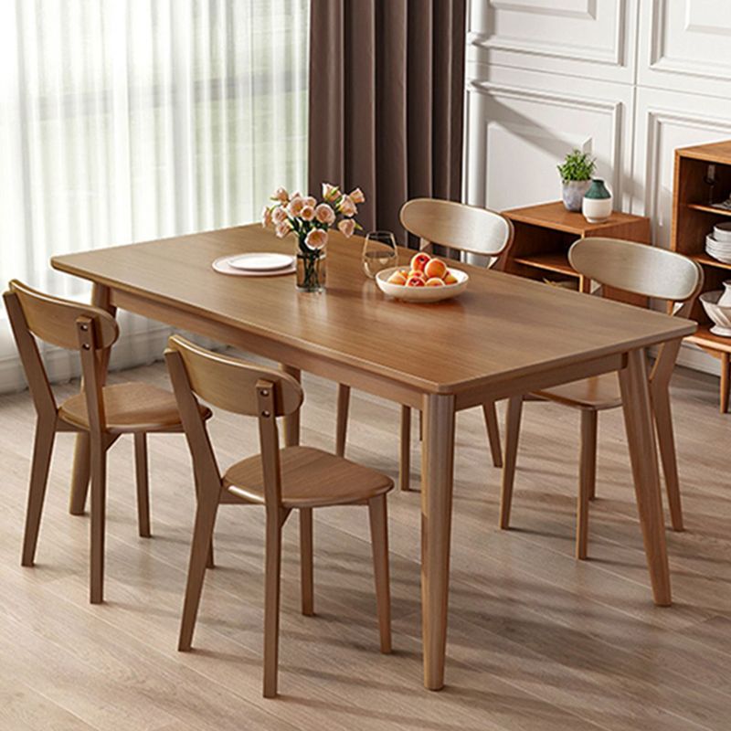 Rectangle Modern Dining Table Brown Tone Fixed Table with Rubberwood Solid Wood Clearhalo ' dining_table' 'Dining Tables & Seating' 'Dining Tables' 'furn' 'furn_dining_table' 'Furniture' 'furniture_dining_table' 'Kitchen & Dining Furniture' 'kitchen&dining_furn' 'kitchen' 'kitchen_dining_table' 1200x1200_6be62faf-3401-46f1-b589-a03ee94e16b1