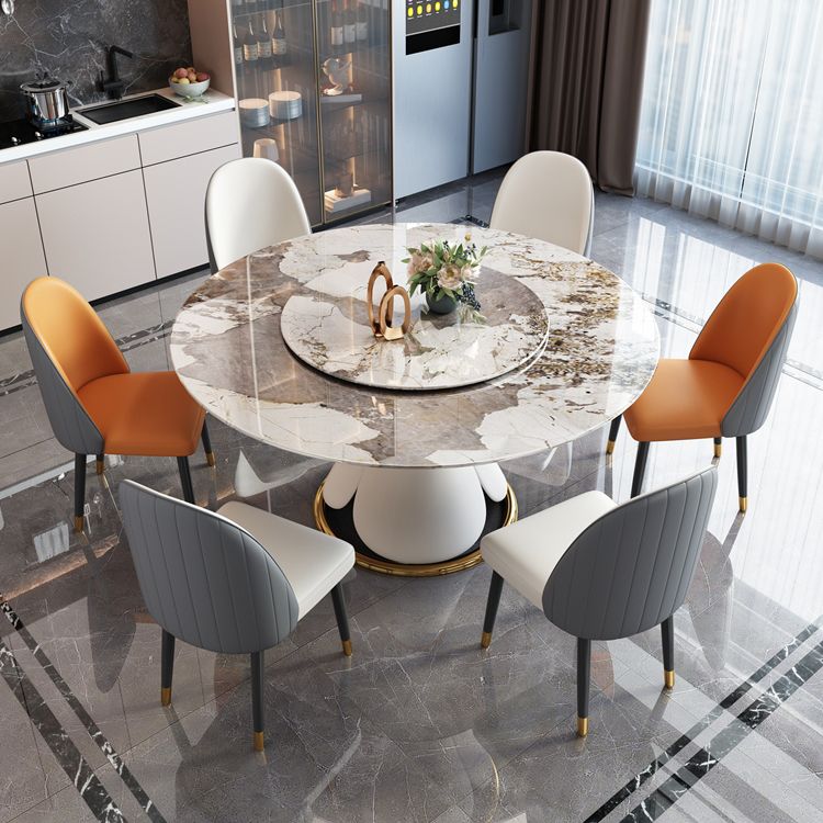 Traditional Luxury Round Dining Table Pedestal Dining Room Collection with Turntable Clearhalo ' dining_table' 'Dining Tables & Seating' 'Dining Tables' 'furn' 'furn_dining_table' 'Furniture' 'furniture_dining_table' 'Kitchen & Dining Furniture' 'kitchen&dining_furn' 'kitchen' 'kitchen_dining_table' 1200x1200_6be76469-0777-4802-90cc-9f47b80d49f8