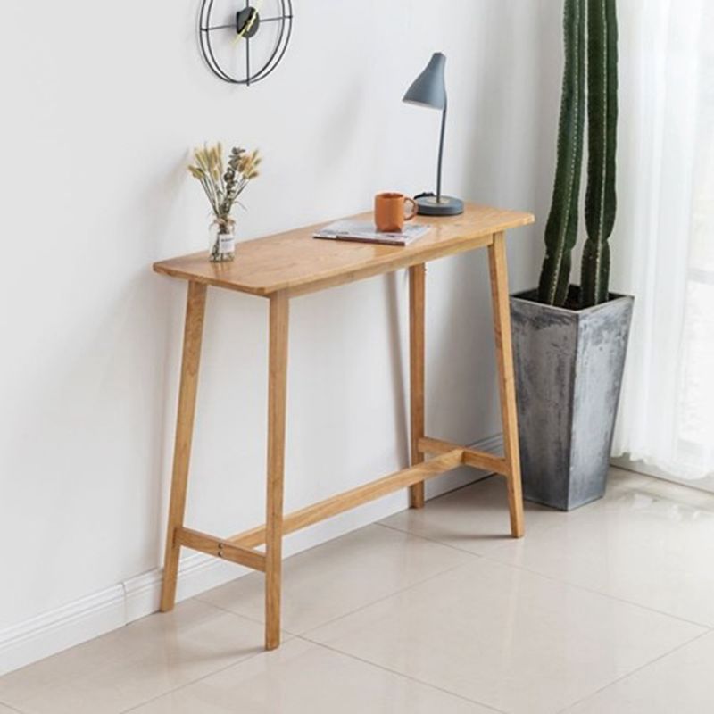 Tavolo da bar rettangolo contemporaneo banda bar a barre in legno massello con poggiapiedi