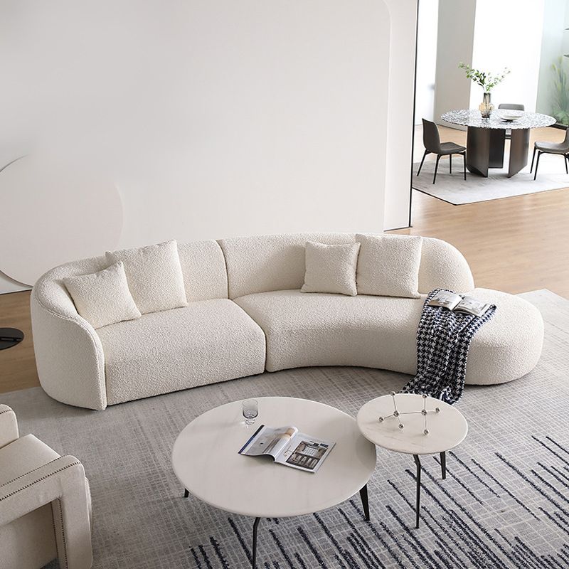 Contemporary Wool Sofa in White Simple Living Room Curved Seating Clearhalo 'furn' 'furn_sectionals' 'Furniture' 'Living Room Furniture' 'Sectionals' 1200x1200_6bea0f5e-a20c-4bd2-82c2-9a09d9571a16