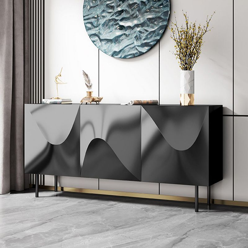 Modern Buffet Table Faux Wood Sideboard Table with Doors for Kitchen Clearhalo 'buffet_sideboard' 'Buffets & Sideboards' 'furn' 'furn_buffet_sideboard' 'Furniture' 'Kitchen & Dining Furniture' 1200x1200_6beaae02-361d-41b2-bf8a-bca7678be973