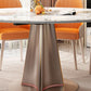 Table de salle à manger rectangulaire, plateau de table moderne en pierre avec pieds en métal doré