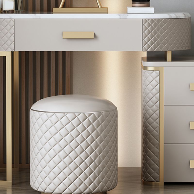 Glam met lade marmeren verlichte spiegel met ontlasting make -up ijdelheid bureau