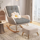 Contemporary Rocking Chair Fabric Upholstered Tufted Wing Chair Back Indoor Rocking Chair
