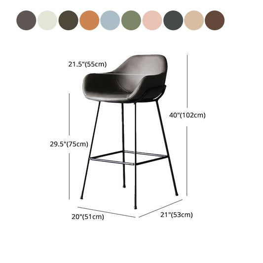 Nordic Iron Low Back Barstool Simple Indoor Tall Stool with Upholstered, 1 Piece Clearhalo 'Bar Furniture' 'Bar Stools' 'bar_stools' 'furn' 'furn_bar_stools' 'furniture_bar_stools' 'Kitchen & Dining Furniture' 'kitchen&dining_furn' 'kitchen' 'kitchen_furn' Furniture' 1200x1200_6beebe2a-e5d7-4558-9023-9bb22c74be73