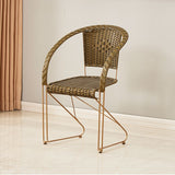 Chaise de bras en métal à dos tissé en bois de style moderne du milieu du siècle