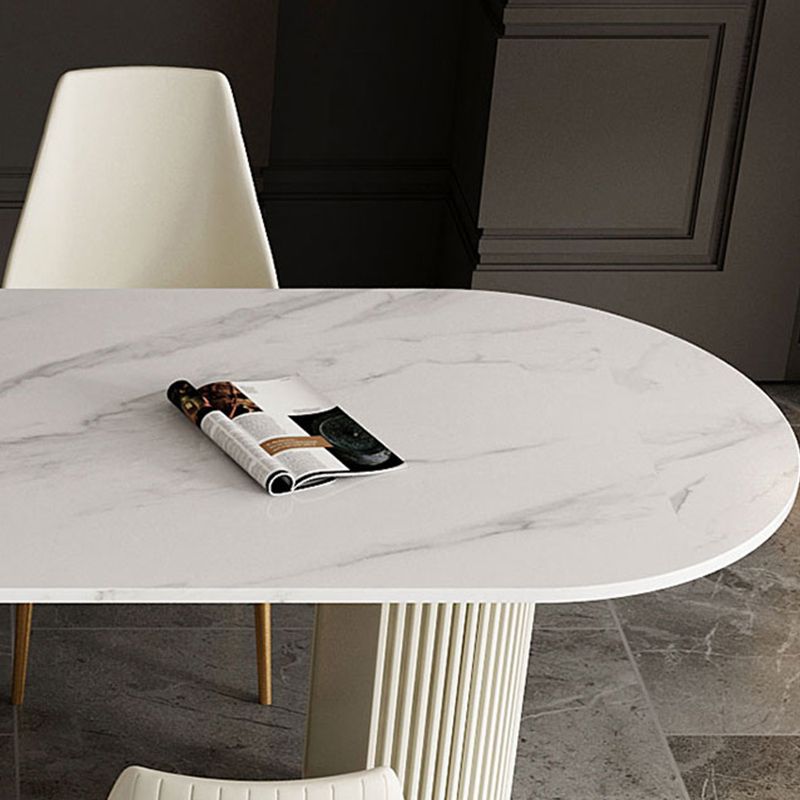 Free Form Sintered Stone Table for Restaurant Luxury White Top Table with Double Pedestal Clearhalo 'Dining Tables & Seating' 'Dining Tables' 'dining_table' 'Furniture' 'furniture_dining_table' 'Kitchen & Dining Furniture' 'kitchen' 'kitchen_dining_table' 1200x1200_6beeea94-b97a-4d8d-877d-715b4df55f51