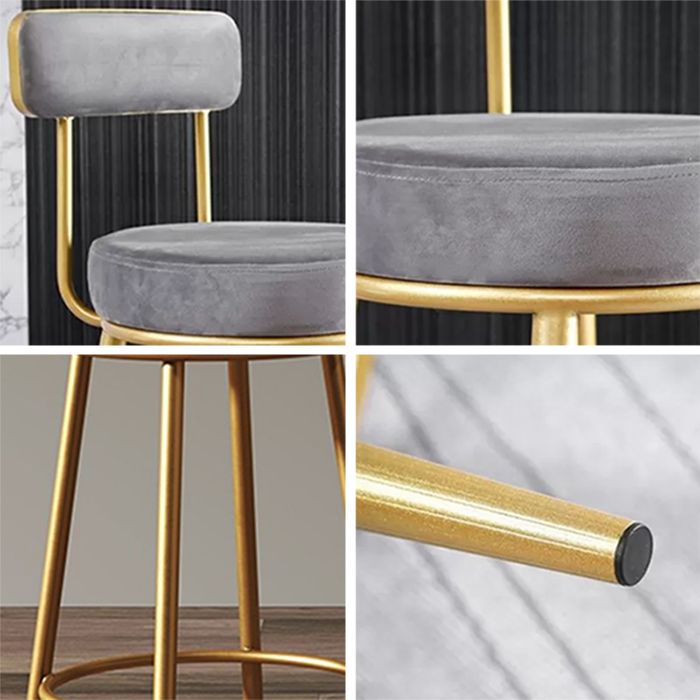 Glam Armless Backrest Counter Stool Iron Dessert Shop Bar Stool with Velvet Cushion Clearhalo 'Bar Furniture' 'Bar Stools' 'bar_stools' 'furn' 'furn_bar_stools' 'Furniture' 'furniture_bar_stools' 'Kitchen & Dining Furniture' 1200x1200_6beffb80-677b-4b1b-817e-913fedc41970