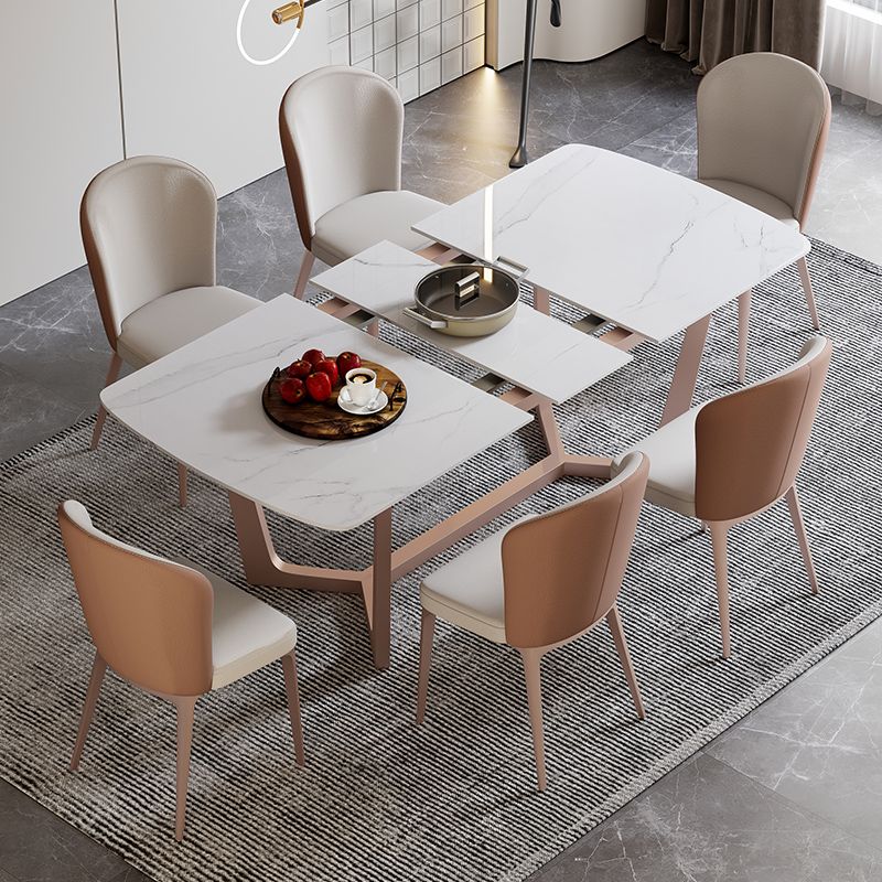 Extendable Sintered Stone Top Dining Set Rectangle 1/4/5/7 Pieces Dining Table with Chairs Clearhalo 'Dining Room Sets' 'Dining Tables & Seating' 'dining_room_set' 'furn' 'furn_dining_room_set' 'Furniture' 'furniture_dining_room_set' 'Kitchen & Dining Furniture' 1200x1200_6bf4259e-aed5-4dfe-abdd-9ec6bfa32076