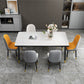 Mesa de comedor rectangular estilo Glam, mesa de comedor con tapa de piedra para comedor