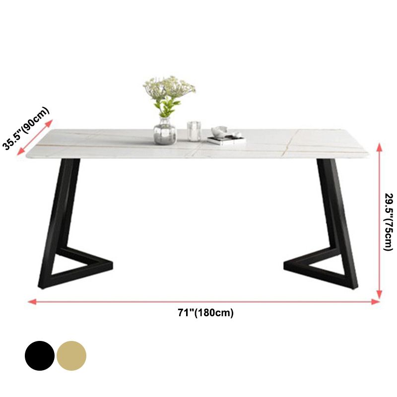 Simplicity Dining Table Rectangular Sintered Stone Table with Metallic Base Clearhalo ' dining_table' 'Dining Tables & Seating' 'Dining Tables' 'furn' 'furn_dining_table' 'Furniture' 'furniture_dining_table' 'Kitchen & Dining Furniture' 'kitchen&dining_furn' 'kitchen' 'kitchen_dining_table' 1200x1200_6bf657e8-6d24-4297-b0db-fdea186d78f3