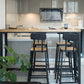 Brown Modern Style Bar Table Solid Wood and Iron with Black Trestle Coffee Shop Bar Table Clearhalo 'Bar Furniture' 'Bar Tables' 'bar_tables' 'furn' 'furn_bar_tables' 'Furniture' 'furniture_bar_tables' 'Kitchen & Dining Furniture' 1200x1200_6bf6802d-4df9-4b51-9978-cb7787228e54