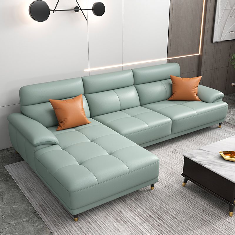 Genuine Leather Sectional Sofa Pillow Top Arm Sofa for Living Room Clearhalo 'furn' 'furn_sectionals' 'Furniture' 'Living Room Furniture' 'Sectionals' 1200x1200_6bf922d0-ded0-478d-8b81-0453764a5efb