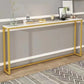 Rectangle Shape Contemporary Console Table Stone Console Sofa Table in White and Gold