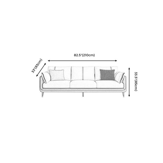 Scandinavian 3-seater Sofa Pillow Back Couch with Black Legs for Living Room Clearhalo 'Furniture' 'furniture_sofas' 'kitchen' 'kitchen_sofas' 'Living Room Furniture' 'Sofa' 'sofas' 1200x1200_6bfbde7a-ceae-4d97-86c4-165a6a1b9e09