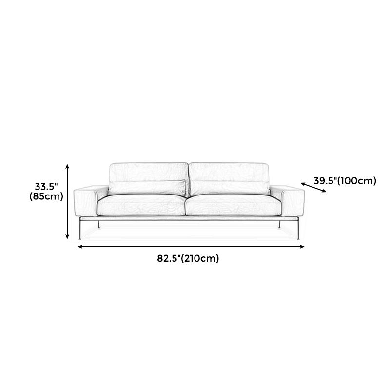32" High Genuine Leather Square Arm Modern Sofa with Bolster Pillows, Brown Clearhalo 'furn' 'furn_sofas' 'Furniture' 'furniture_sofas' 'kitchen' 'kitchen_sofas' 'Living Room Furniture' 'Sofa' 'sofas' 1200x1200_6bfc23fa-f6e5-4b55-9289-b2d1bf3208a5