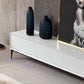 16,5 "H Console TV, bois d'ingénierie 3/4 tiroirs TV Stand en blanc