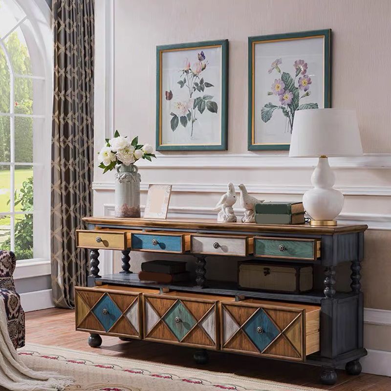 Panneau latéral en bois massif buffet de rangement rectangle avec tiroirs