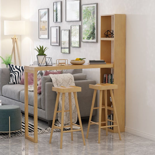 Tavolo da pub in legno moderno rettangolo naturale altezza della barra tavolo da cocktail con ripiani