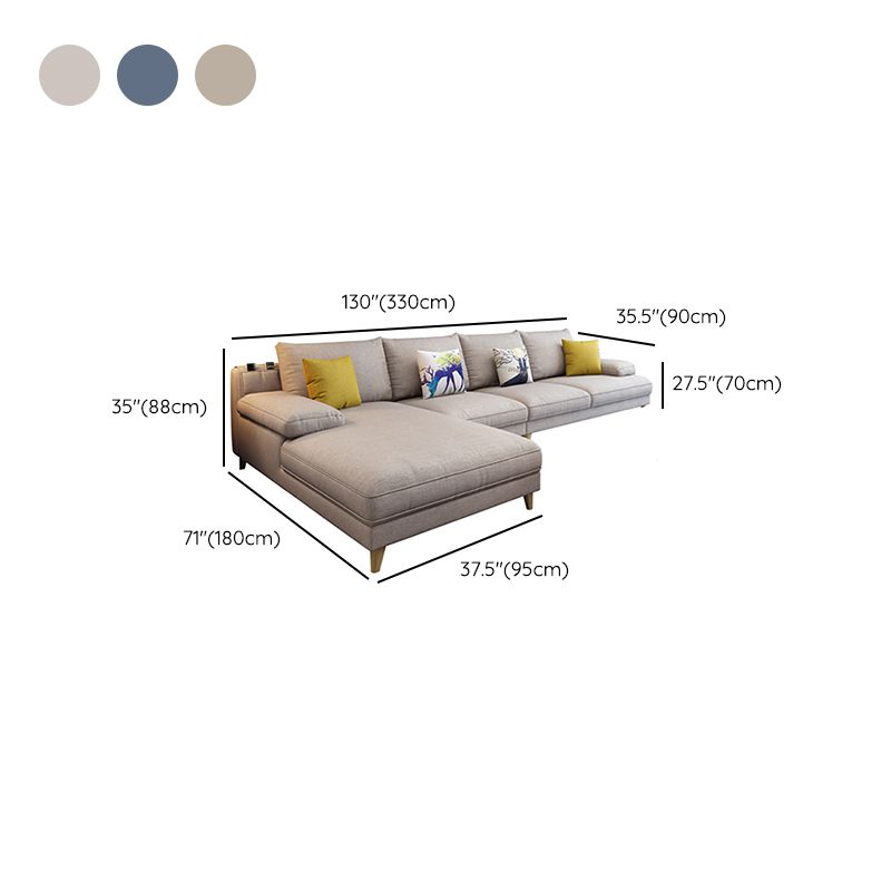 4-seater L-shape Sectional Fabric Pillow Top Arm Sectional with Pillows Clearhalo 'furn' 'furn_sectionals' 'Furniture' 'Living Room Furniture' 'Sectionals' 1200x1200_6bfee430-0b44-4e82-bdcc-083baeb535ca