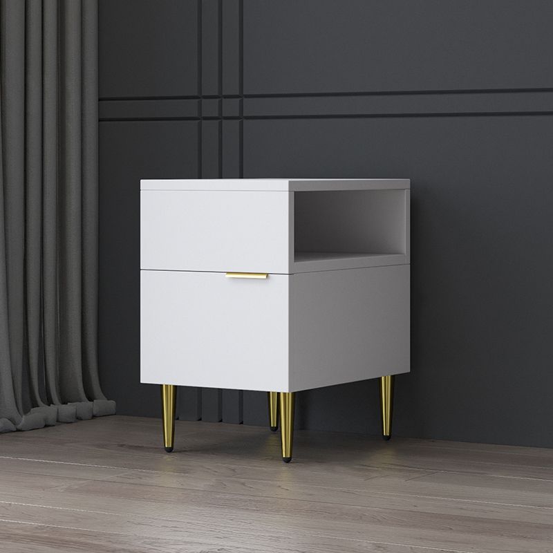 Mesa de noche de madera de imitación glamorosa de 18 pulgadas H Mesa de 1 cortavadora en gris/blanco