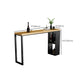 Natural Solid Wood Pub Table Pedestal Rectangle Bar Height Table with Shelves