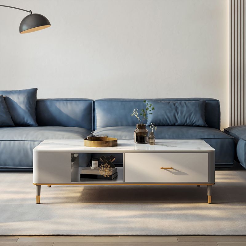 Glam 4-beiniger Couchtisch aus Schiefer, rechteckiges Couchtisch-Set für Zuhause