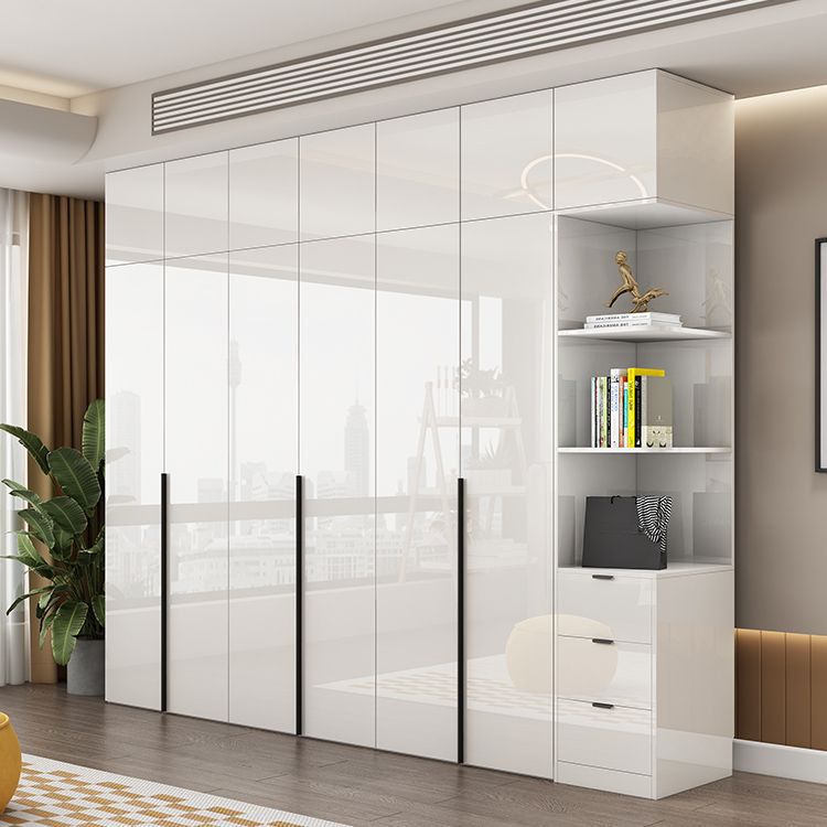 Engineered Wood Wardrobe Cabinet Modern Style White Armoire with Garment Rod Clearhalo 'Armoires & Wardrobes' 'armoires_wardrobes' 'Bedroom Furniture' 'furn' 'furn_armoires_wardrobes' 'Furniture' 1200x1200_6c03de2b-82ea-45eb-94ff-be4515f1472d