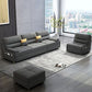 39"H Scandinavian Futon Sofa Bed Folding Gray Leather Futon Sleeper Sofa
